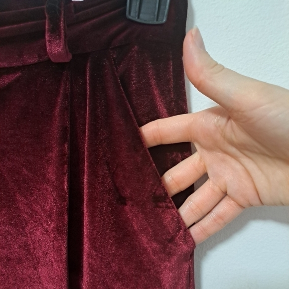 PatBO Slim velvet trouser burgundy 2 - Picture 11 of 12